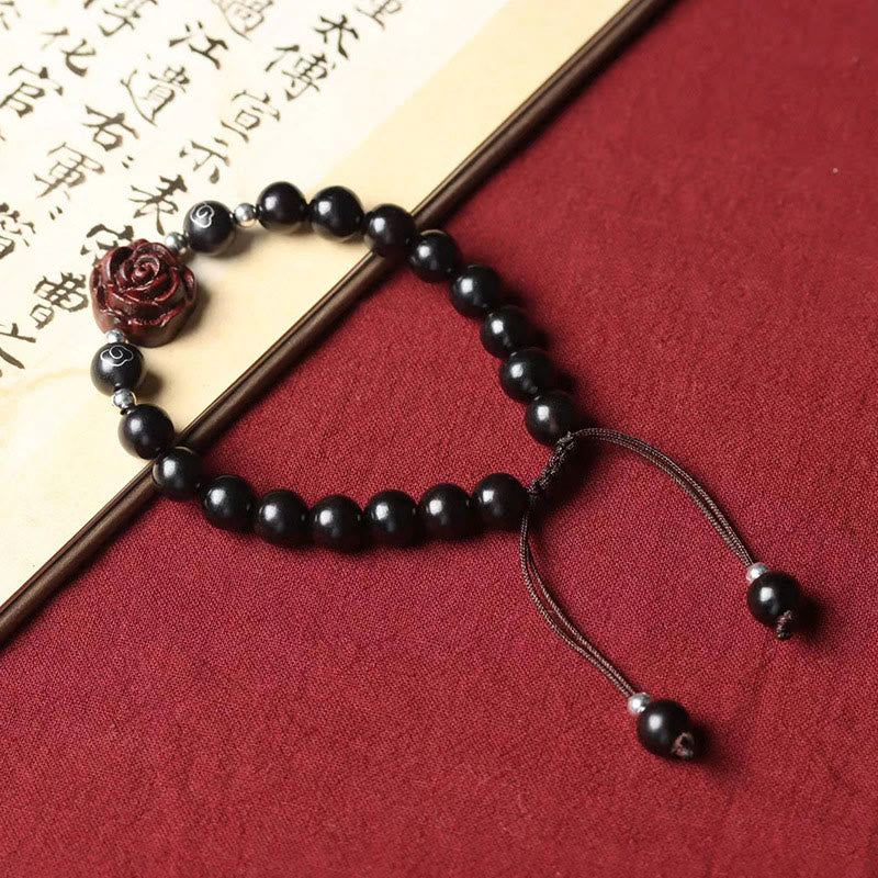 Braccialetto Buddha Stones con piccola foglia di sandalo rosso e lenitivo