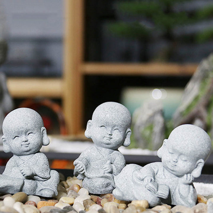 Buddha Stones Meditazione Preghiera Monaco Statua del Buddha Serenità Decorazione della casa