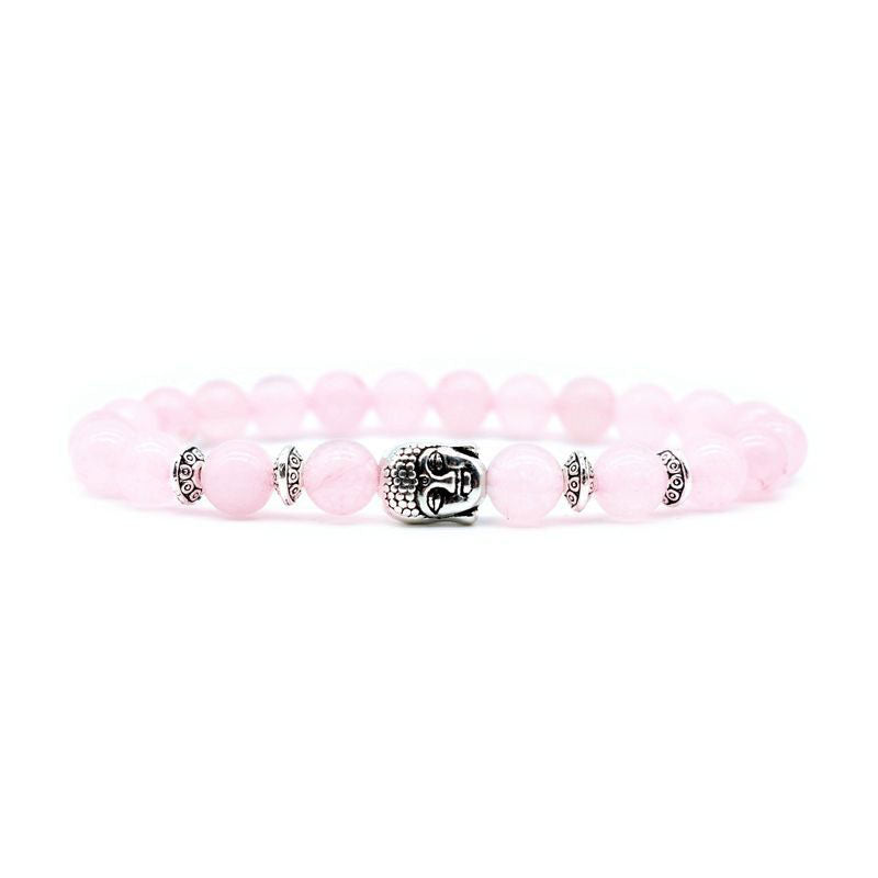 Braccialetto di guarigione dell'amore con Buddha Stones e ametista - Cristallo rosa - image 9