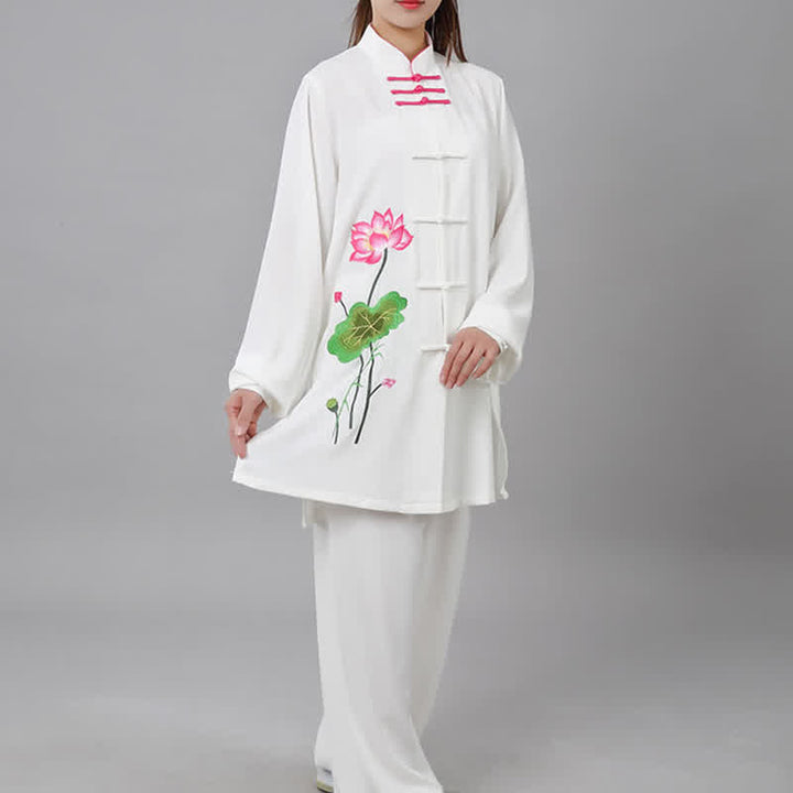 Buddha Stones Fiore di Loto Foglia Modello Tai Chi Meditazione Preghiera Spirituale Zen Pratica Abbigliamento Set da Donna - image 14