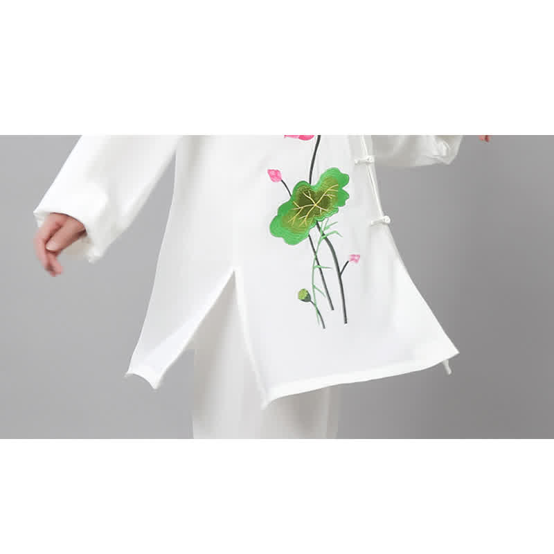 Buddha Stones Fiore di Loto Foglia Modello Tai Chi Meditazione Preghiera Spirituale Zen Pratica Abbigliamento Set da Donna - image 19