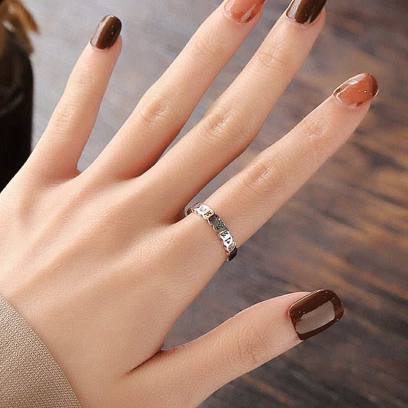 Buddha Stones Anello in argento sterling 925 con sei parole vere e saggezza calma - image 3