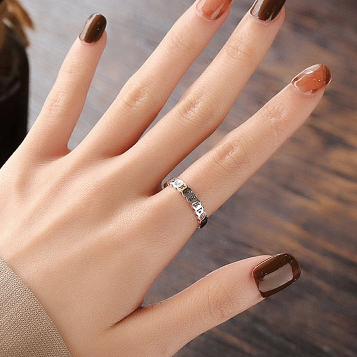 Buddha Stones Anello in argento sterling 925 con sei parole vere e saggezza calma - image 3