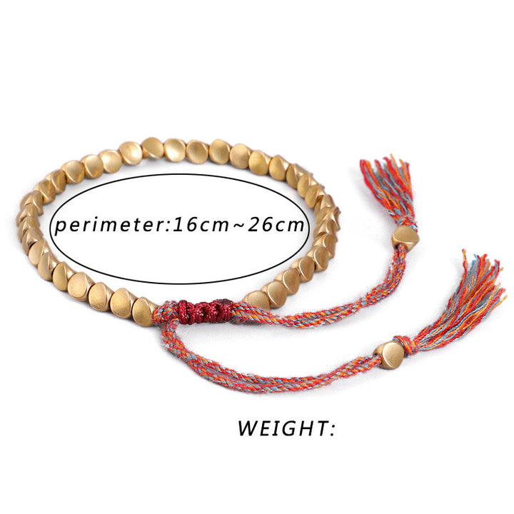Braccialetto portafortuna con perline di rame tibetano Buddha Stones