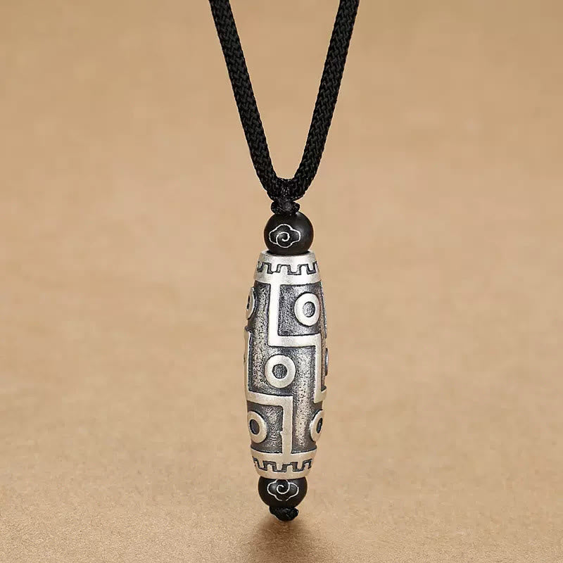 Buddha Stones Tibet Perline Dzi a nove occhi Modello Rame Nuvole di buon auspicio Collana con ciondolo di ricchezza