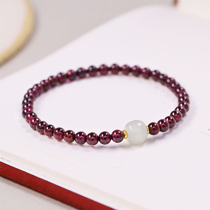 Braccialetto di purificazione con perline di giada granata naturale Buddha Stones