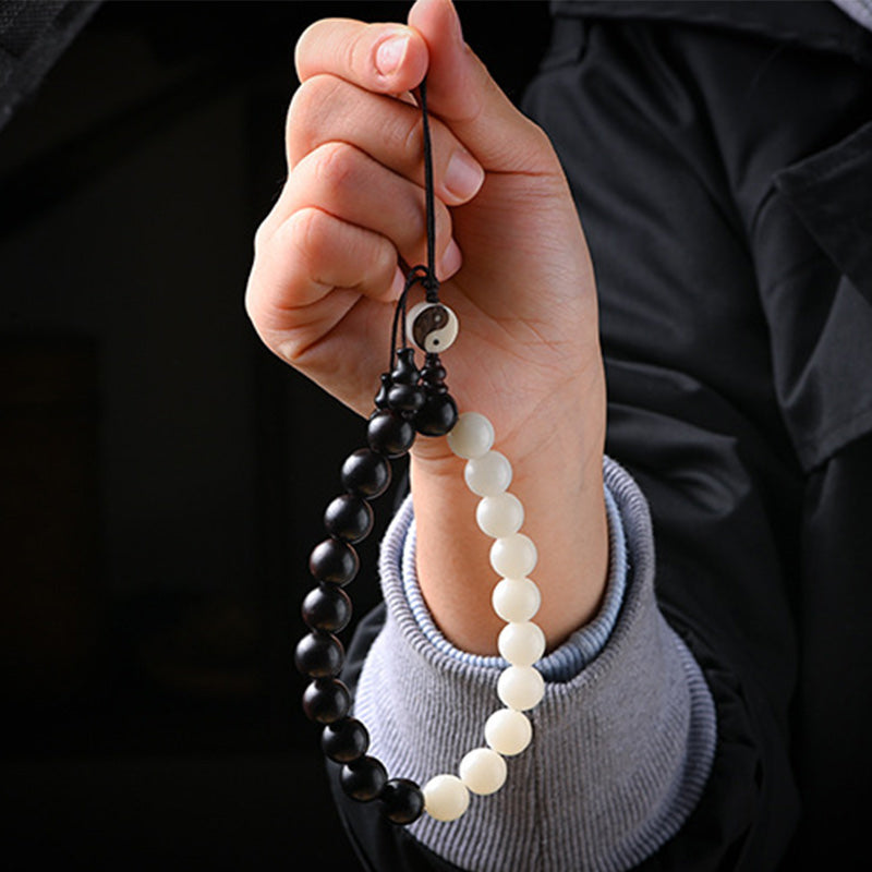 Buddha Stones Bracciale di protezione YinYang in ebano Decorazione
