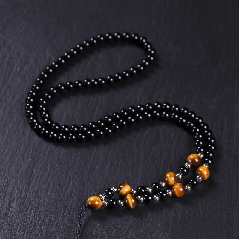 Collana con ciondolo di perline di purificazione in ossidiana nera Bagua Yin Yang - image 7