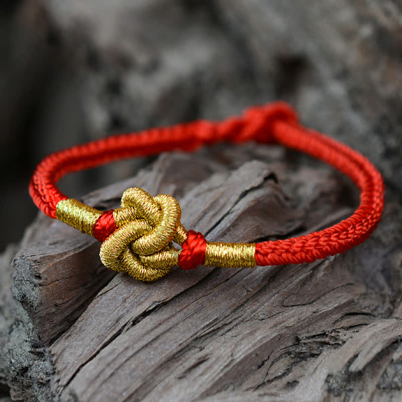 Braccialetto fatto a mano con corda intrecciata con nodo cinese, design semplice, fortuna e forza