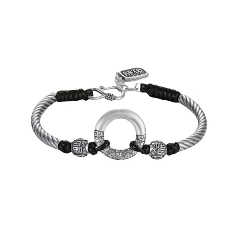 Braccialetto Buddha Stones 999 Sterling Silver Fu Character Peace Buckle Copper Coin Nuvole di Buon Auspicio Fortuna