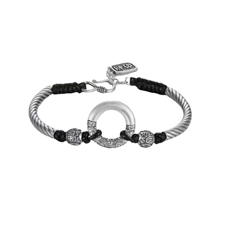 Braccialetto Buddha Stones 999 Sterling Silver Fu Character Peace Buckle Copper Coin Nuvole di Buon Auspicio Fortuna