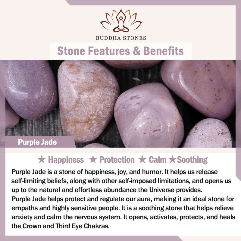 Braccialetto della felicità con coniglio in giada viola naturale Buddha Stones