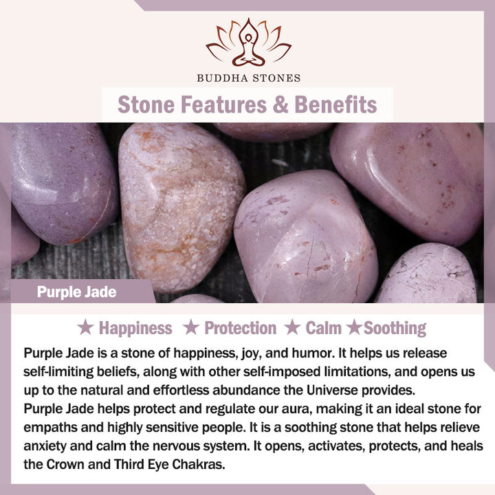Braccialetto della felicità con coniglio in giada viola naturale Buddha Stones