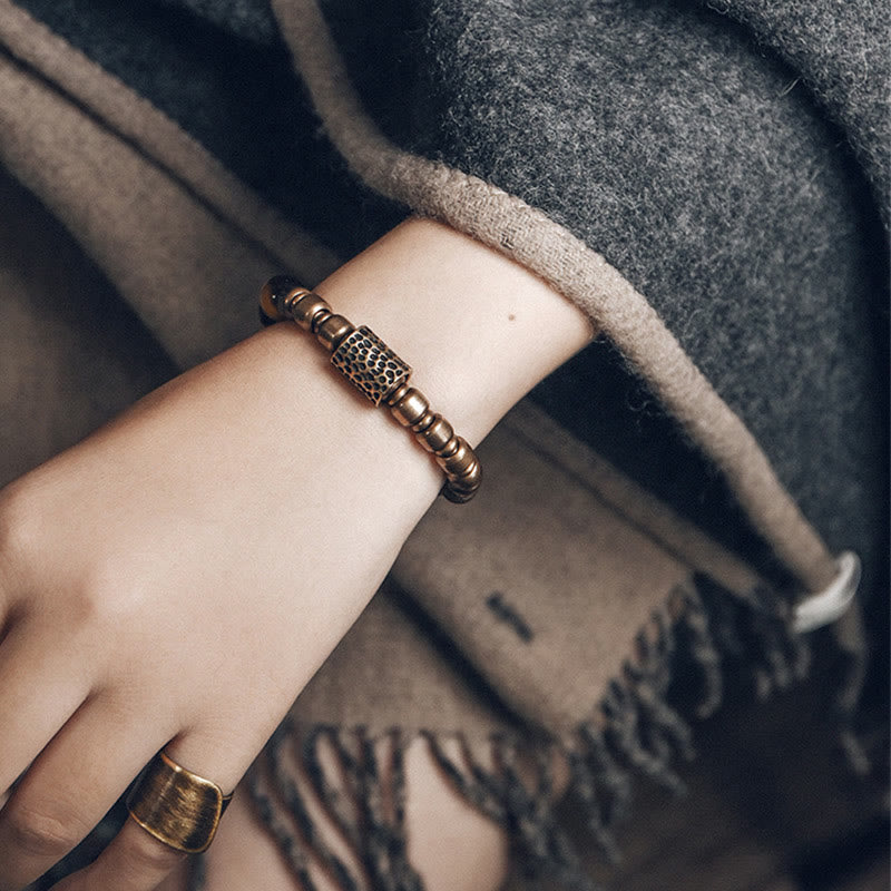 Braccialetto di supporto e guarigione Buddha Stones, pietra lavica, ossidiana arcobaleno e ottone. - image 16