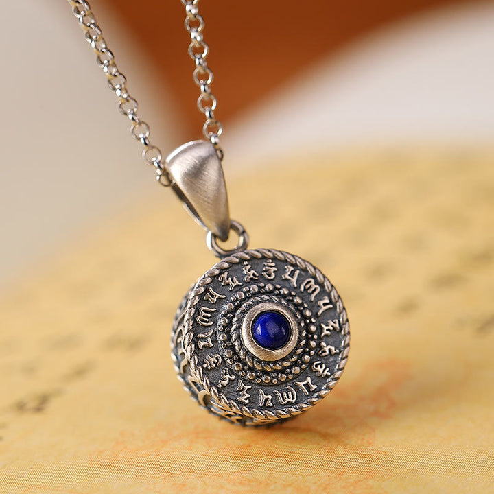 Buddha Stones 925 Sterling Silver Om Mani Padme Hum Lazurite Amore Pace Collana Pendente - Om Mani Padme Hum(Amore♥Concentrazione) - image 1