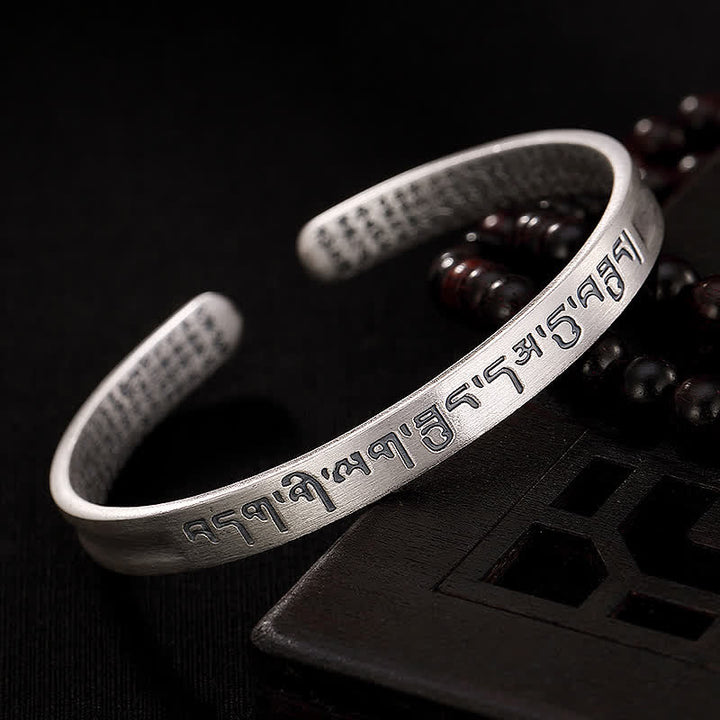 Buddha Stones 999 Sterling Silver Sei Vere Parole Cuore Sutra Protezione Bracciale Braccialetto