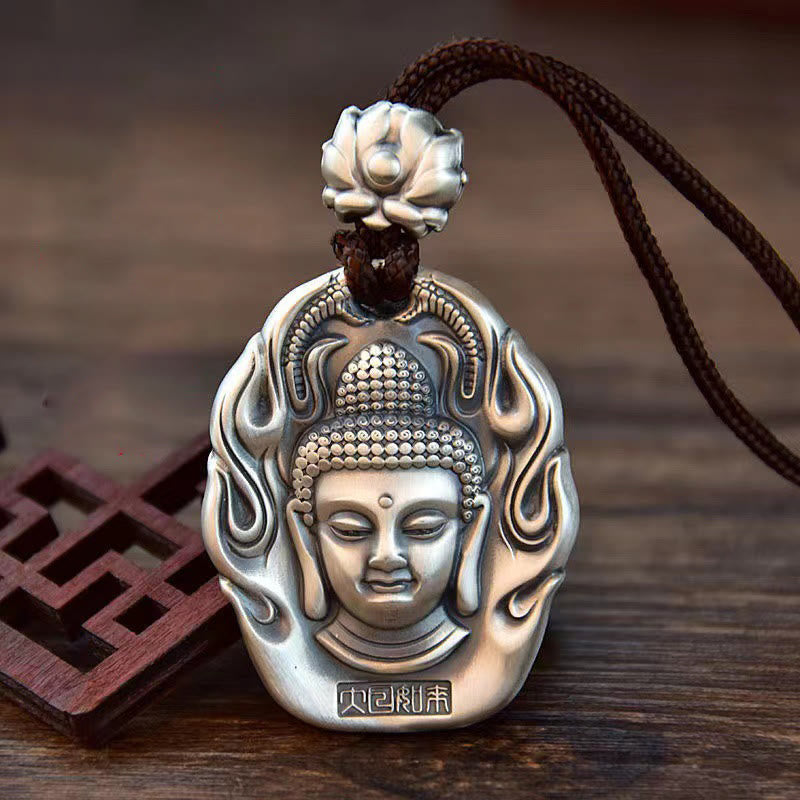 Buddha Stones Zodiaco cinese Buddha natale Om Mani Padme Hum Loto Compassione Collana pendente - Capra/Scimmia-Tathagata - image 1