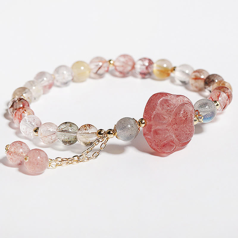 Braccialetto dell'amore con pietra di luna, artiglio di zampa di gatto, quarzo rutilato colorato, Buddha Stones