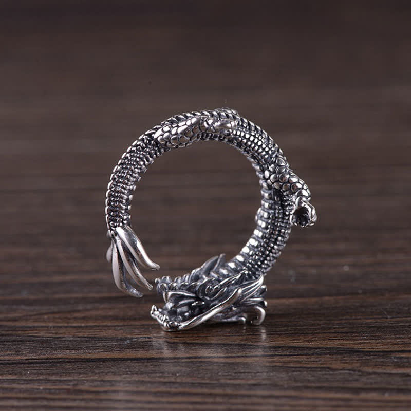 Anello di protezione della fortuna del drago in argento sterling 925 Buddha Stones - image 10
