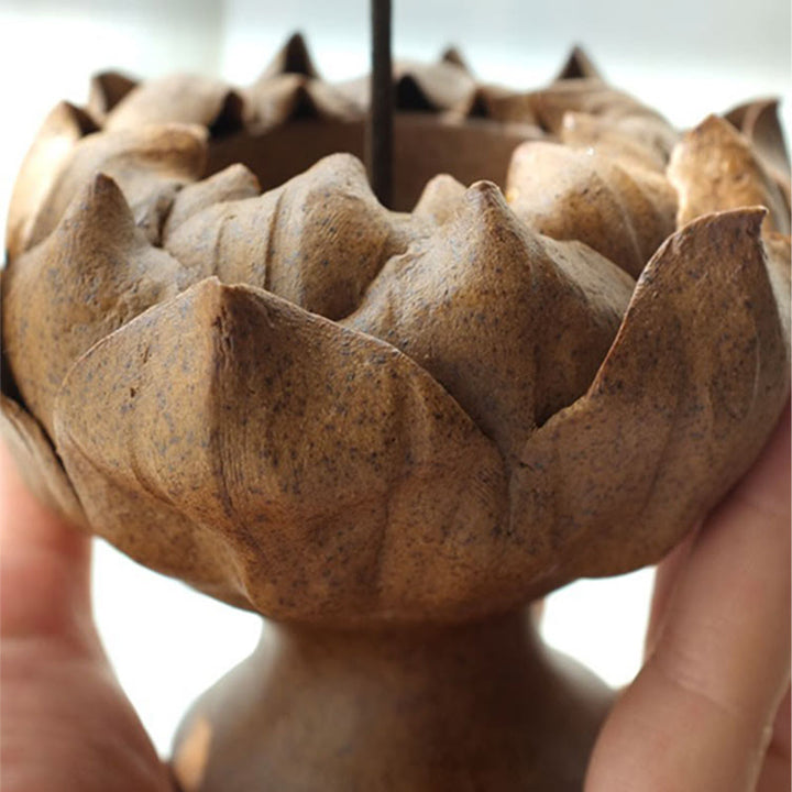 Portacandele in ceramica con fiore di Buddha Stones , bruciatore di incenso, decorazione per la casa