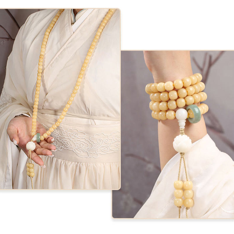 Braccialetto con ciondolo di pace e armonia, perline di loto Dzi, semi di Bodhi naturali , Buddha Stones