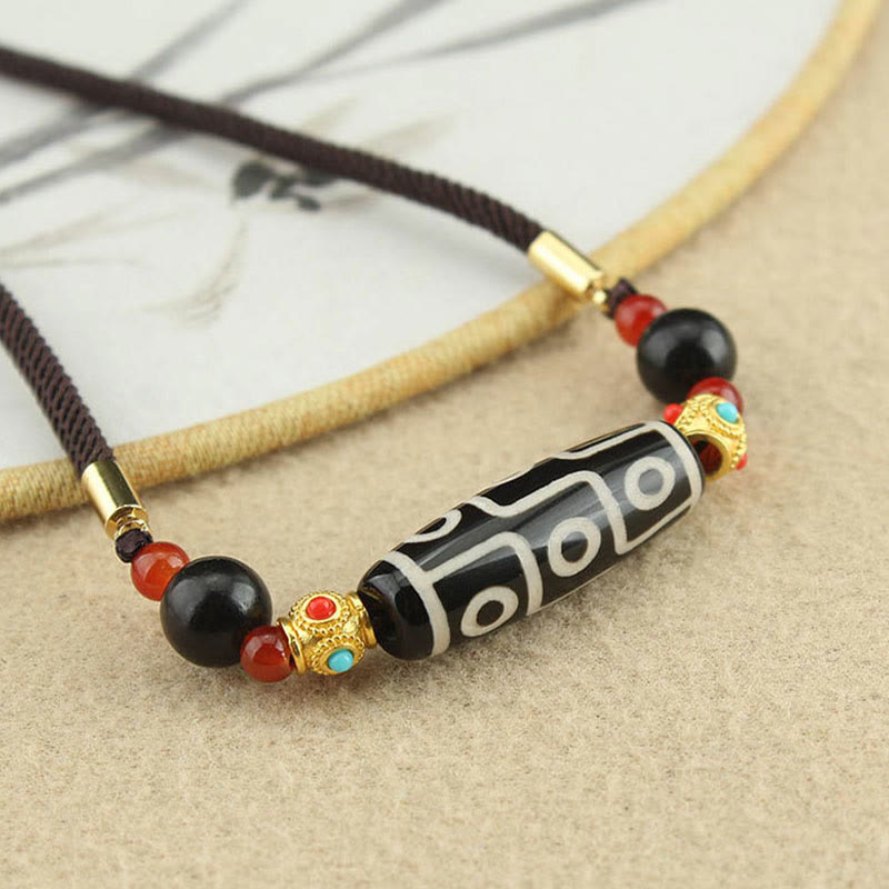 Buddha Stones Tibetano Nove Occhi Dzi Bead Protezione Benedizioni Collana Pendente