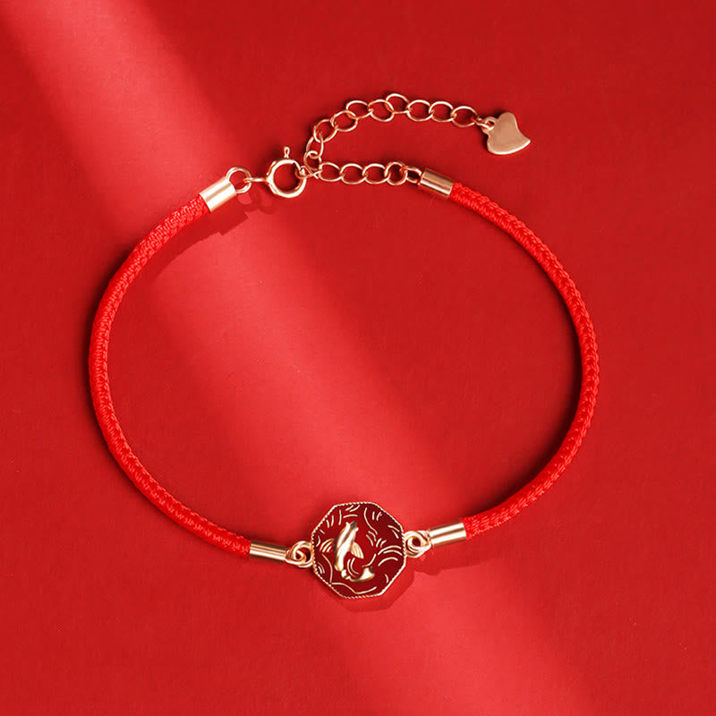 Bracciale intrecciato a mano Buddha Stones 925 Sterling Silver Luck Koi Fish Cambia Colore Ricchezza