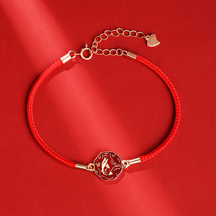 Bracciale intrecciato a mano Buddha Stones 925 Sterling Silver Luck Koi Fish Cambia Colore Ricchezza
