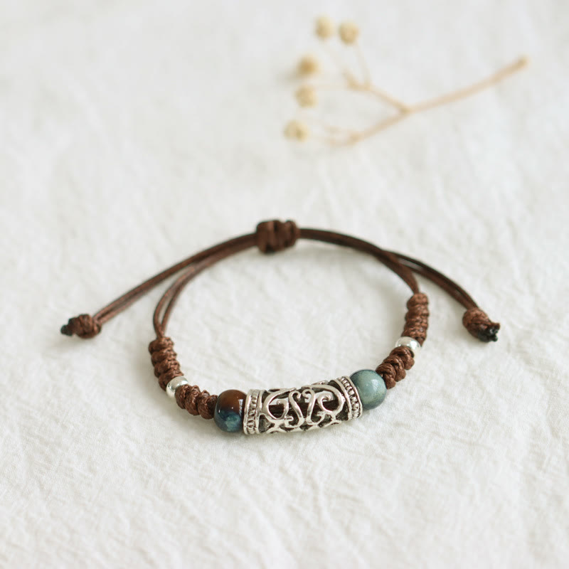 Braccialetto di perline di ceramica tibetana Wealth String