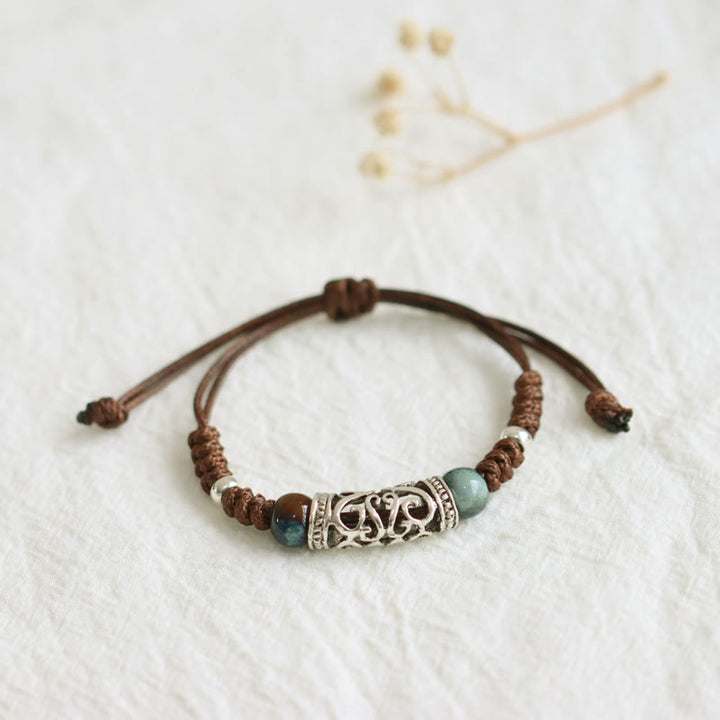 Braccialetto di perline di ceramica tibetana Wealth String