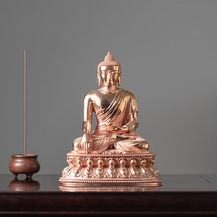 Statua di Buddha Gautama Shakyamuni in rame, decorazione per la casa