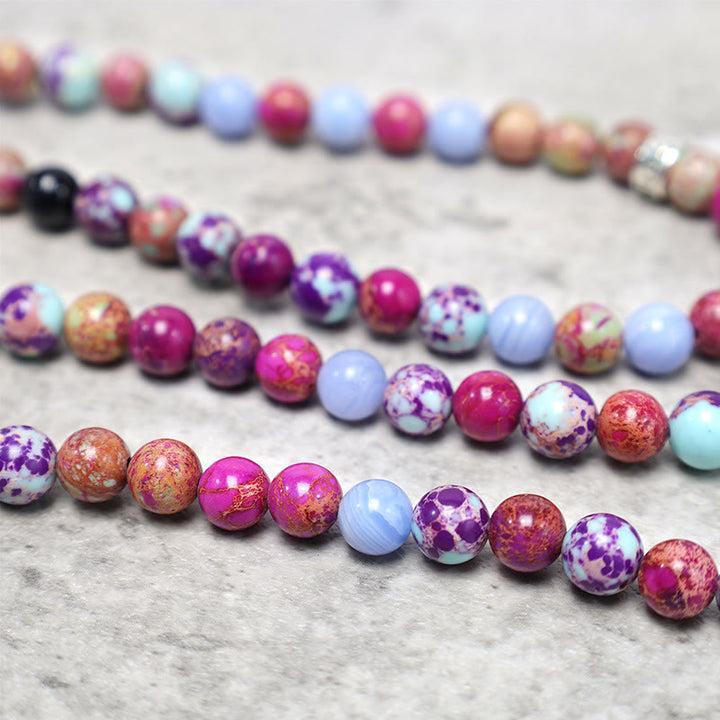 Buddha Stones naturali viola Miano vera pietra di loto Mala