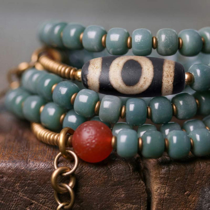 Buddha Stones 108 Mala Beads Bodhi Seed Dzi Bead Wisdom Bracciale