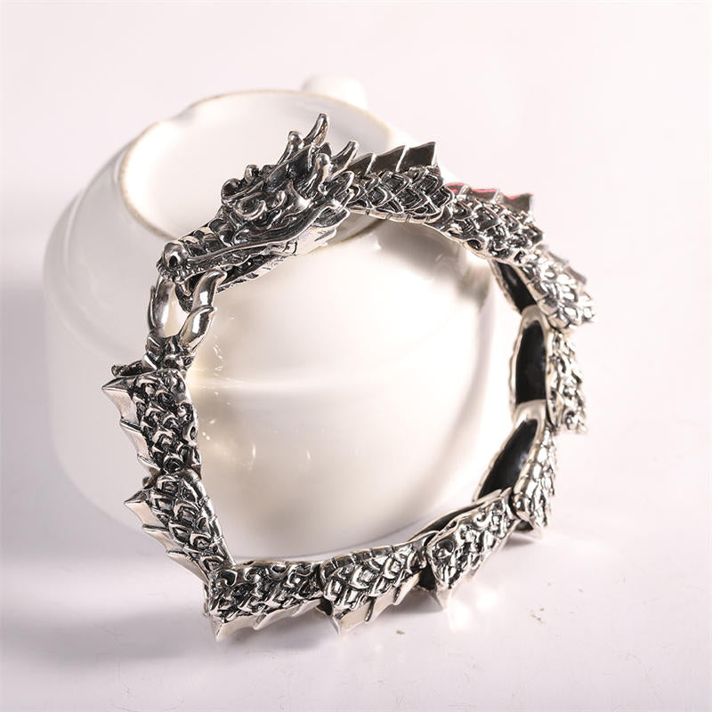 Buddha Stones Braccialetto in argento sterling 925 con drago, fortuna e successo