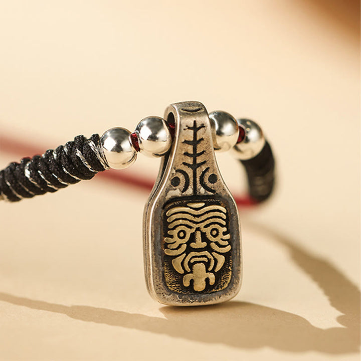 Buddha Stones Tibetano Argento Sterling 925 Zakiram Dea della Ricchezza Protezione Corda Collana Pendente - image 2