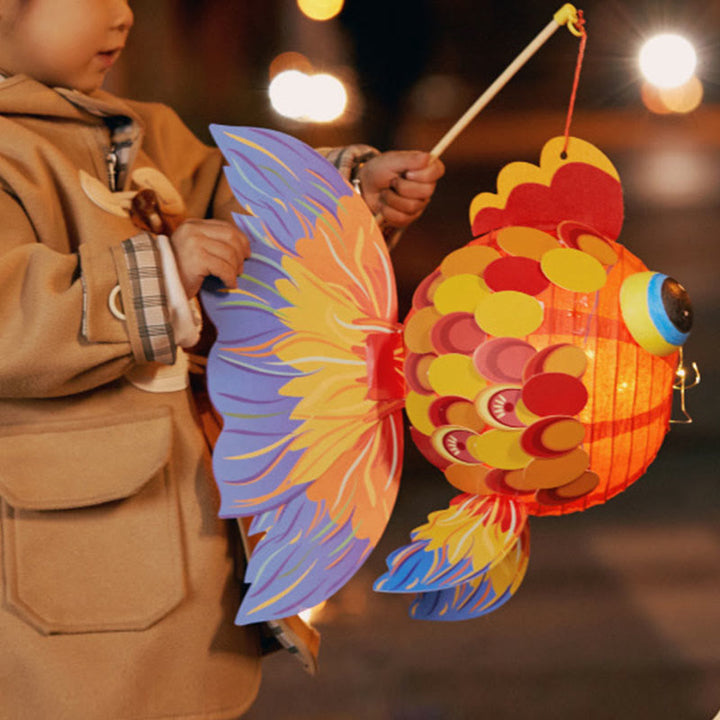 Buddha Stones fai da te Lanterna di carta per pesci koi portafortuna, lanterna per bambini, decorazione per festival di metà autunno