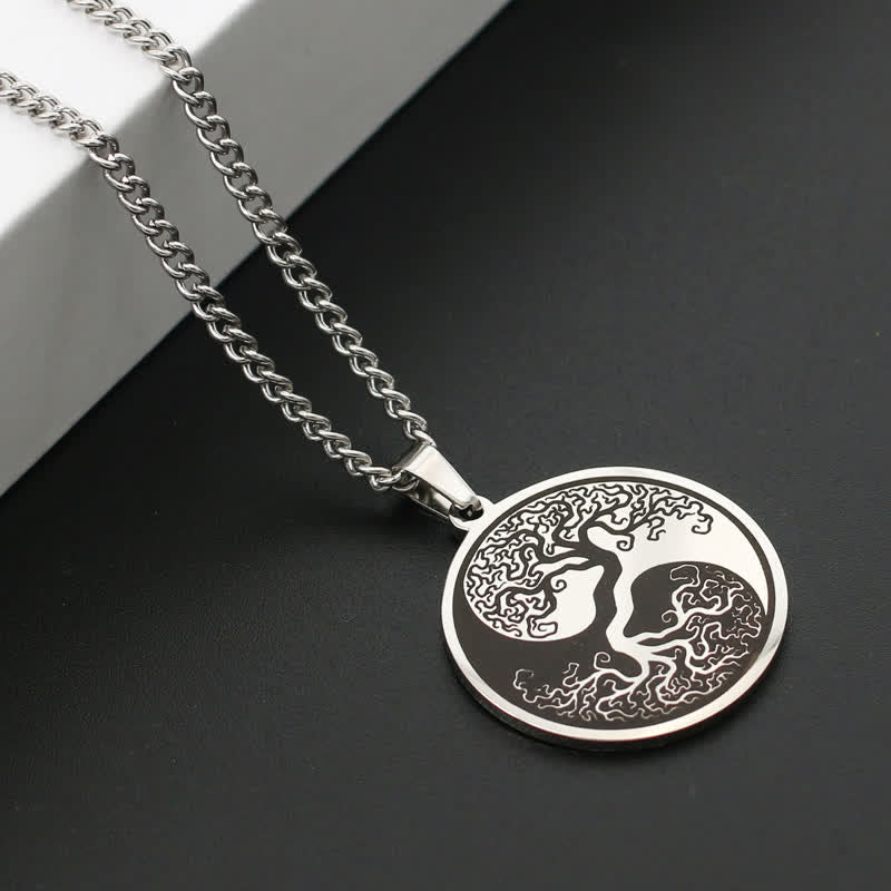Collana con ciondolo in acciaio al titanio e Buddha Stones, l'albero della vita - image 6