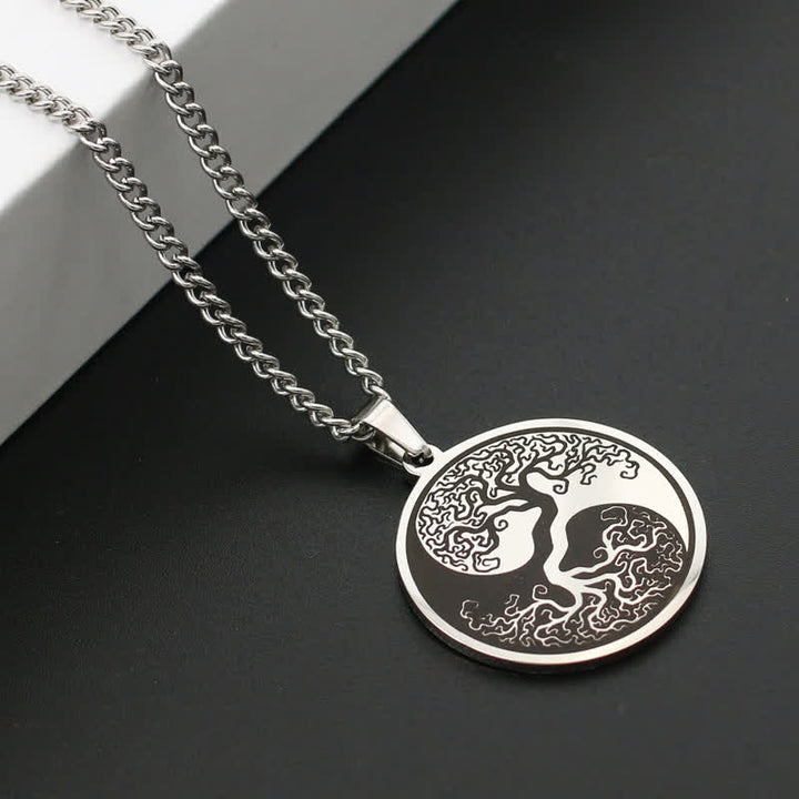 Collana con ciondolo in acciaio al titanio e Buddha Stones, l'albero della vita - image 6
