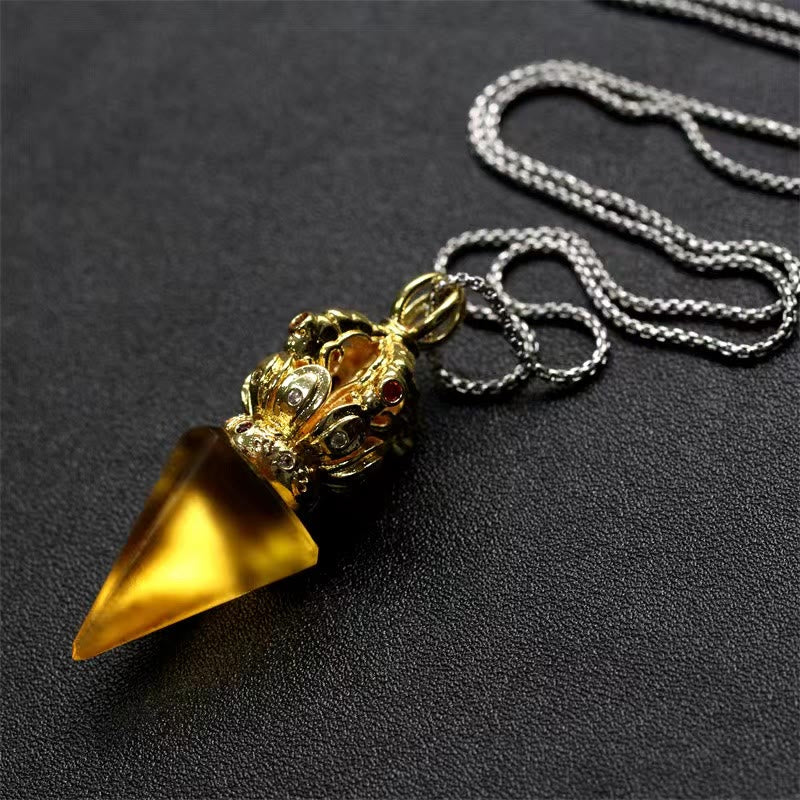 Buddha Stones Tibetano Dorje Vajra 4 punte Loto Liuli Cristallo Forza Collana Pendente