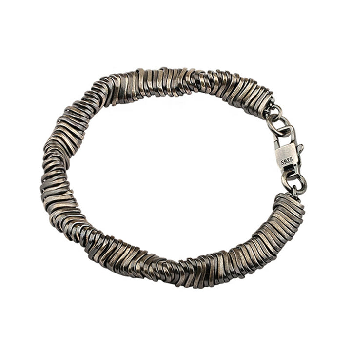 Bracciale a catena con design intrecciato vintage in argento sterling 925 Buddha Stones, per la guarigione della ricchezza