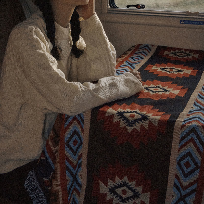 Coperta geometrica calda e confortevole per campeggio, casa, ufficio, letto