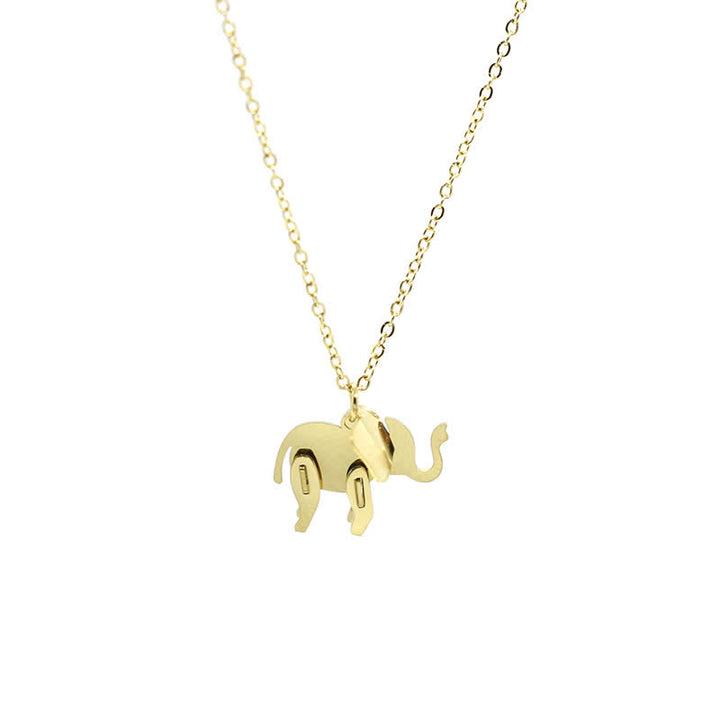 Collana con ciondolo a forma di elefante in titanio e acciaio con catena portafortuna