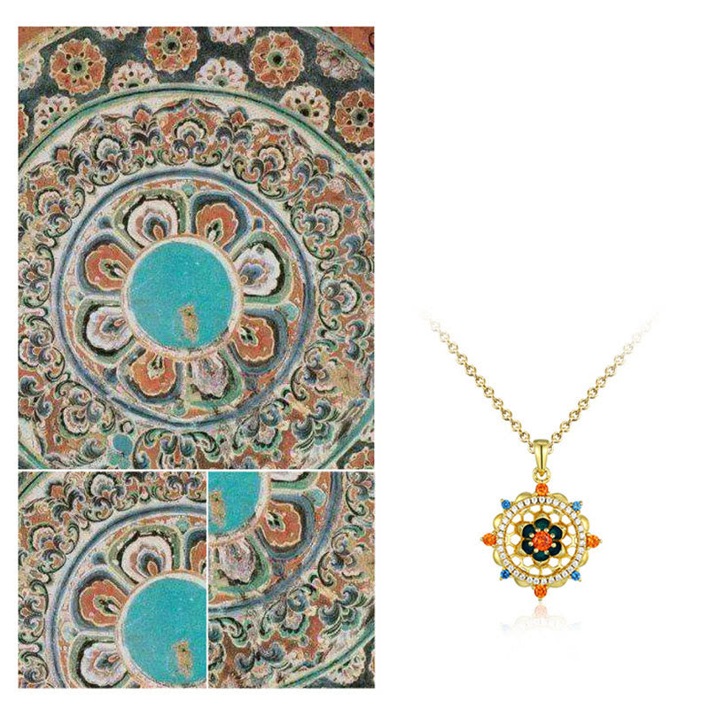 Collana con ciondolo Buddha Stones in argento sterling 925 con fiore di loto e zircone colorato, nuovo inizio