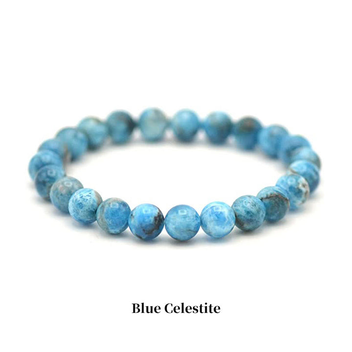 Braccialetto di perle curative in quarzo naturale Buddha Stones - 8 millimetri - Celestite blu - image 75