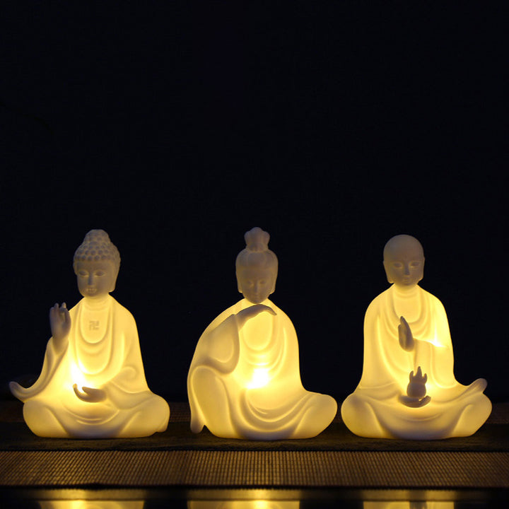 Decorazione a LED in ceramica con benedizione del Buddha Avalokitesvara Ksitigarbha Bodhisattva - image 0