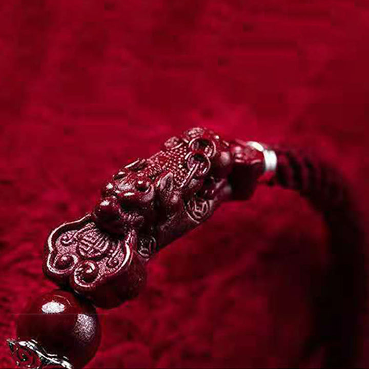 Bracciale intrecciato con Buddha Stones, PiXiu, Cinabro, Ricchezza e Fortuna, fatto a mano - image 5