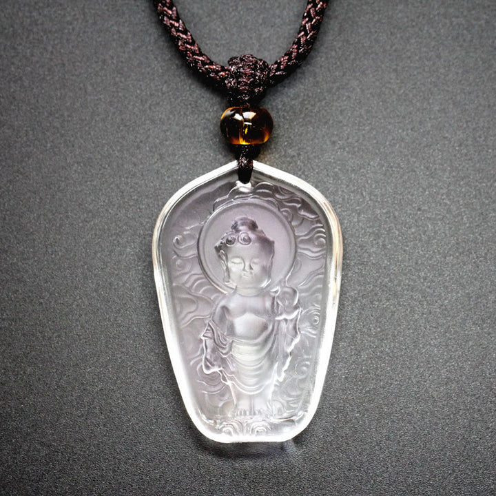 Buddha Stones Buddha tibetano Liuli Cristallo Serenity Collana Pendente - Buddha bianco - image 3