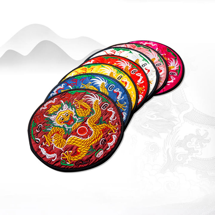 Buddha Stones Dragon Ricamo Sottobicchiere Tazza Sottobicchiere Tazza da Tè Kung Fu Tappetino da Tè