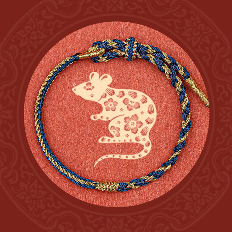 Braccialetto di protezione con treccia in corda, fatto a mano con Buddha Stones , zodiaco cinese, coniglio, gallo, topo, cavallo, drago
