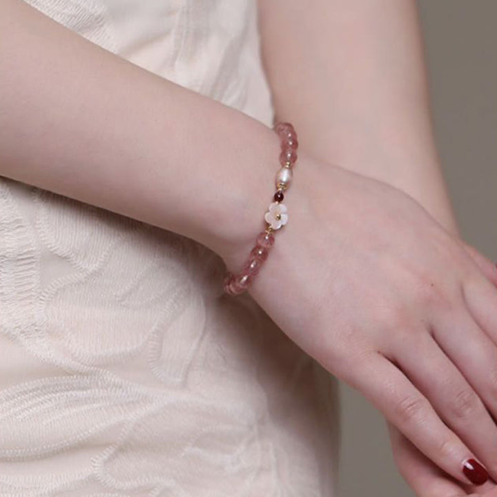 Bracciale Buddha Stones Strawberry Quartz Peach Blossom Love